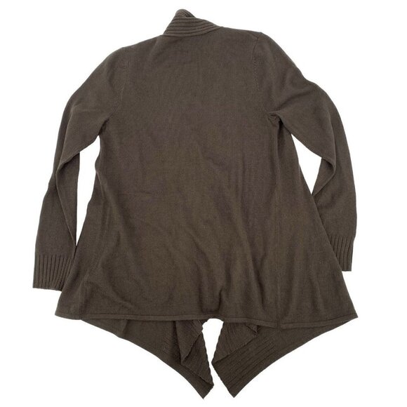 Cable & Gauge Size M Brown Knit Open Front Single Button Shawl Sweater - Picture 2 of 8